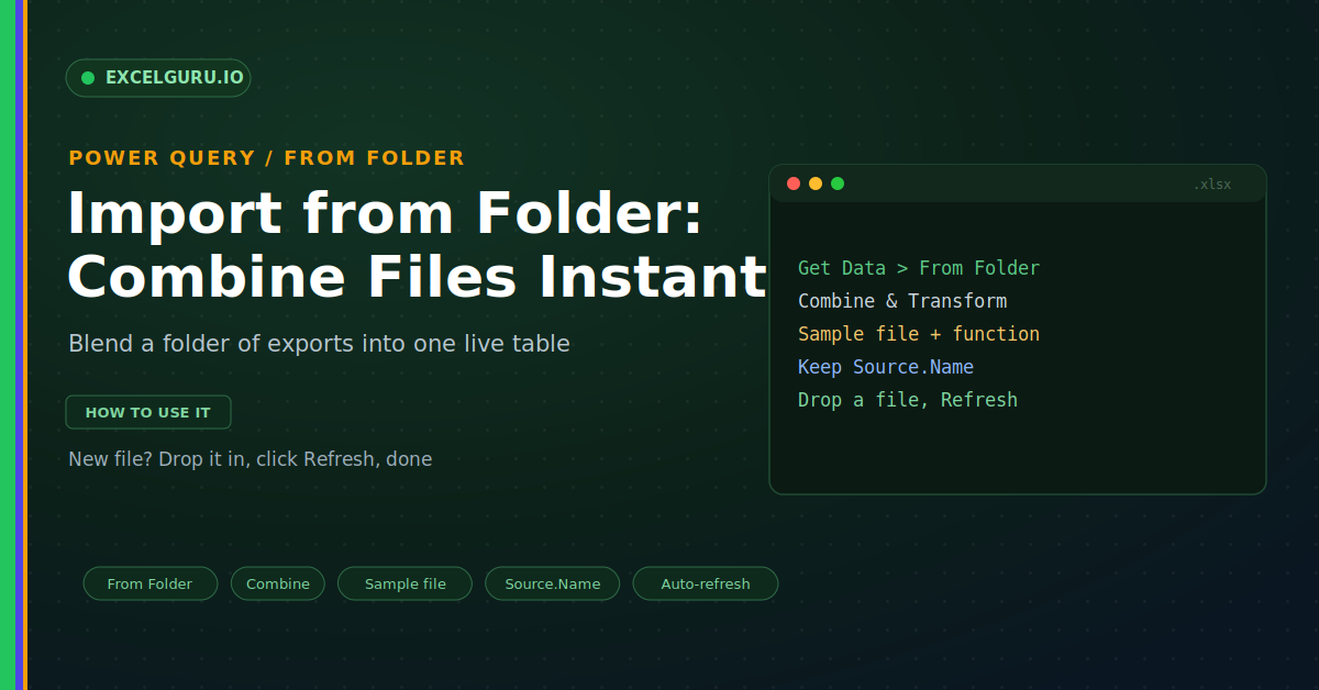 Import data from folder with Power Query Excel tutorial showing file combination data transformation and automated reporting